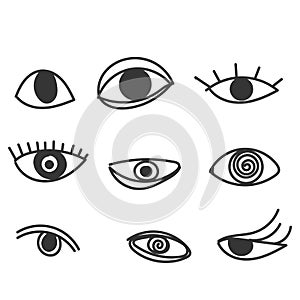 hand drawn doodle eyes illustration collection icon