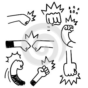 hand drawn doodle fist and fight related icon illustration vector