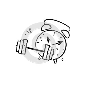 Hand drawn doodle fitness time icon illustration vector isolated