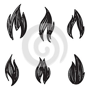 Hand drawn doodle flame illustration vector