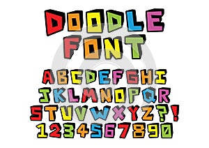 Hand drawn doodle Font Isolated On Background