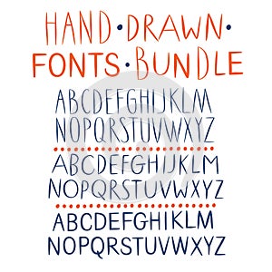 Hand drawn doodle fonts bundle