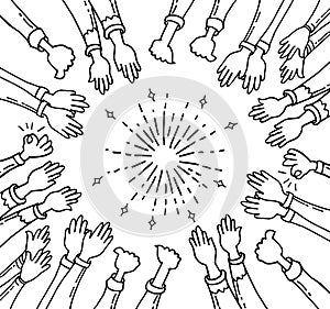 Hand drawn of doodle hands clapping