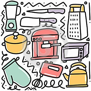 hand drawn doodle kitchen property with