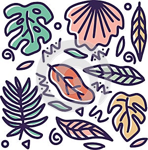 hand drawn doodle leaf
