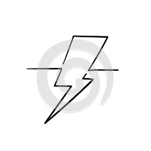 Hand drawn doodle lightning thunder strike illustration with single line