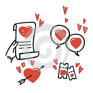 hand drawn doodle love related icon drawing illustration