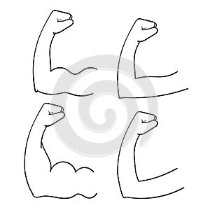 Hand drawn doodle muscular bicep arm illustration isolated vector