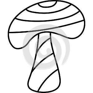 Hand drawn doodle mushroom clip art illustration for kid coloring