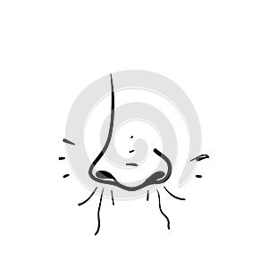 Hand drawn doodle nose sense smell illustration icon isolated