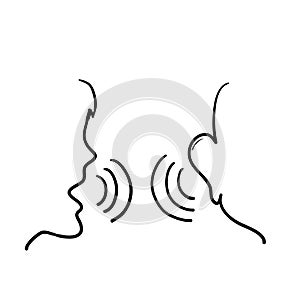 Hand drawn doodle people speak and listen icon illustration vector isolated