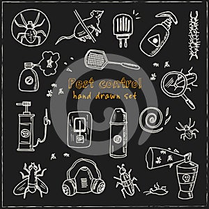 Hand drawn doodle pest control set