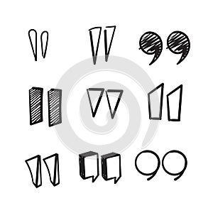 Hand drawn doodle quotation mark icon illustration vector isolated photo