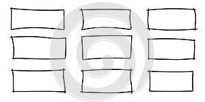 Hand drawn doodle rectangle frames, Text box and frames.