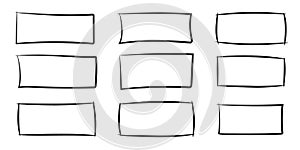 Hand drawn doodle rectangle frames, Text box and frames.