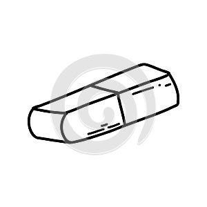 Hand drawn doodle rubber pencil eraser icon. Vector sketch illustration of black outline school writing supplies for