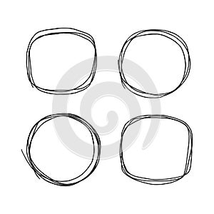 Hand drawn doodle scetch. Circle vector round scribble line set. Circles Frame for message