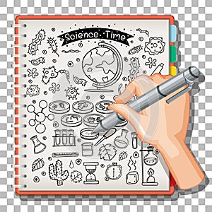 Hand drawn doodle of sciene icons