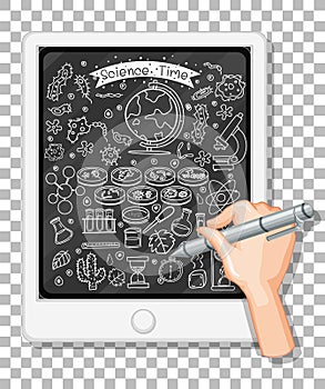 Hand drawn doodle of sciene icons