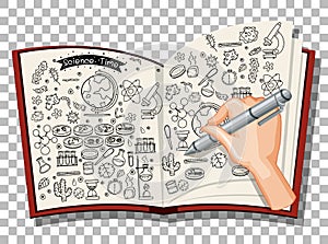 Hand drawn doodle of sciene icons