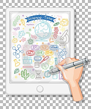 Hand drawn doodle of sciene icons