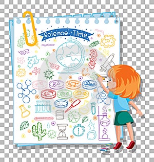 Hand drawn doodle of sciene icons