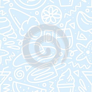 Hand drawn doodle set menu summer on the beach