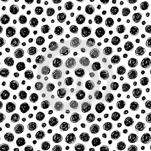 Hand drawn doodle small circles seamless pattern.