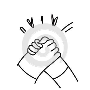 hand drawn doodle Soul brother handshake icon illustration cartoon