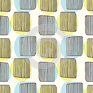 Hand drawn doodle square seamless retro pattern background