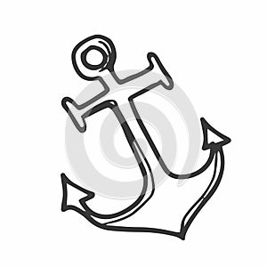 Hand drawn doodle style anchor. Vector illustration isolated symbol