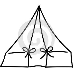 Hand drawn doodle tent camping clip art illustration for kid coloring