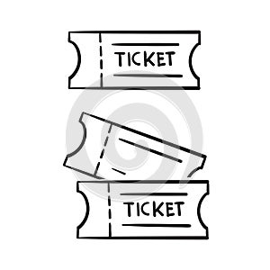 Hand drawn doodle ticket icon illustration vector