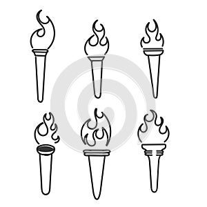 hand drawn doodle torch icon illustration vector