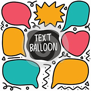 hand drawn doodle various text balloon