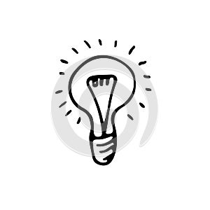 Hand-drawn doodle vector light bulb