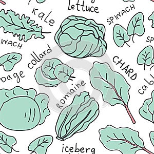 Hand drawn doodle vegetables seamless pattern