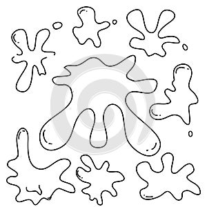 Hand drawn doodle water splatter drop liquid illustration vector