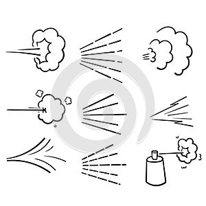 Hand drawn doodle water spray icon illustration set