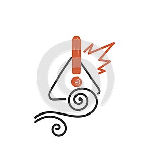 hand drawn doodle wind warning sign illustration vector