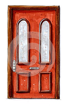 Hand drawn door illustration on white background