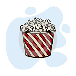 Hand Drawn Drawing Of Big Bucket Of Popcorn For Cinema