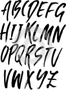 Hand Drawn Dry Brush Font. Modern Brush Lettering. Vector