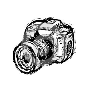 Hand drawn DSLR photo camera