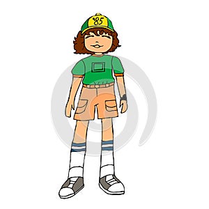 Hand drawn Dustin Stranger things character. Stock vector illustration photo