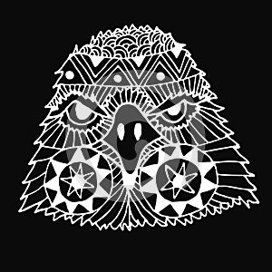 Hand drawn eagle head painted zentangl and doodle