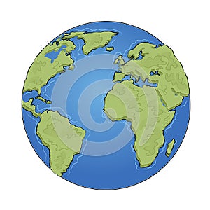 Hand drawn earth on white background