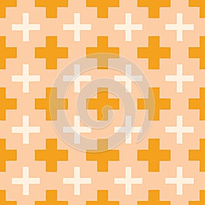 Hand Drawn Earthy Tones Tribal Crosses Vector Seamless Pattern. Navajo Graphic Print.