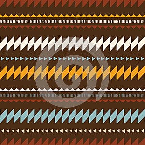 Hand Drawn Earthy Tones Tribal Lightning Vector Seamless Pattern. Navajo Graphic Print.