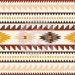 Hand Drawn Earthy Tones Tribal Vector Seamless Pattern. Navajo Graphic Print.